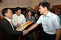 Chief Executive, Mr Donald Tsang, meets Olympic diving gold medallist Xiong Ni