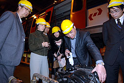 Sarah Liao inspects KCRC train