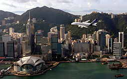 Airbus A380 fly-past over Victoria Harbour