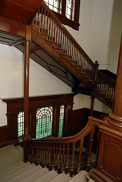 Kom Tong Hall - wooden staircase railing