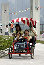 Cycling at West Kowloon Waterfront Promenade